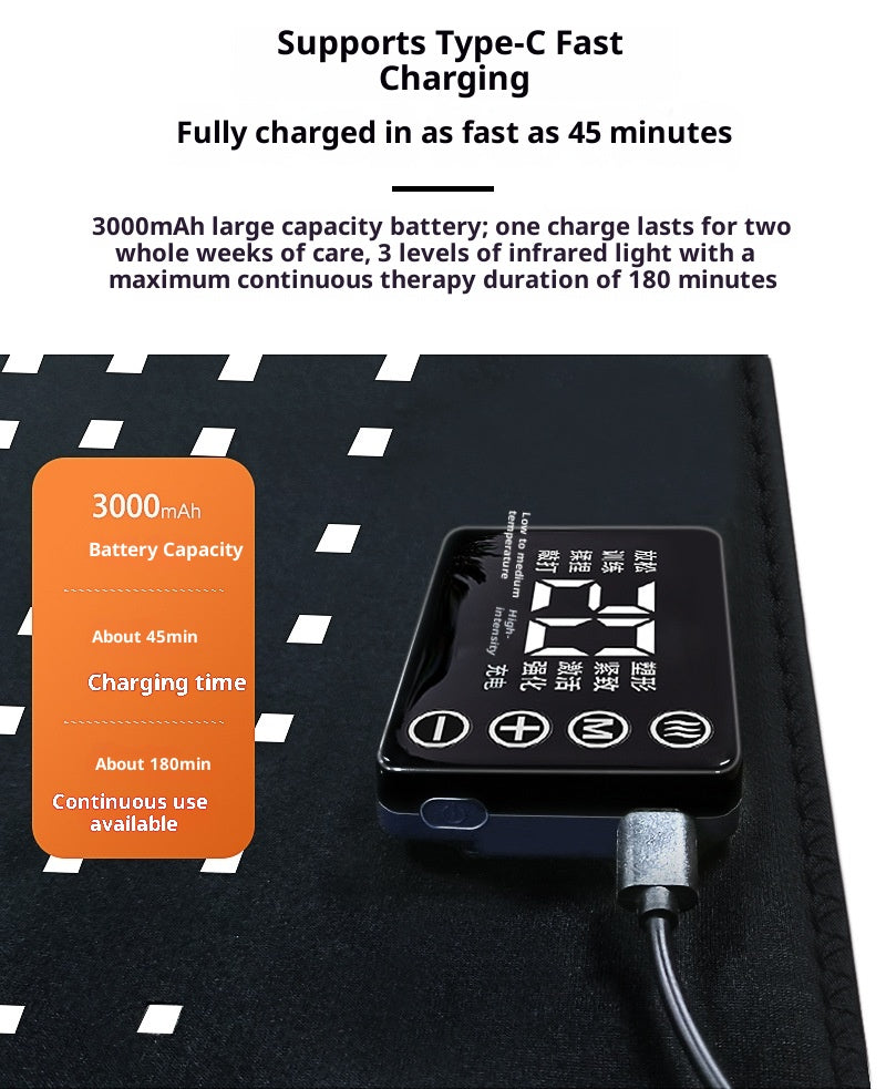 Infraröd Ljusterapi-matta med Vibrationsmassage - Laddningsbar