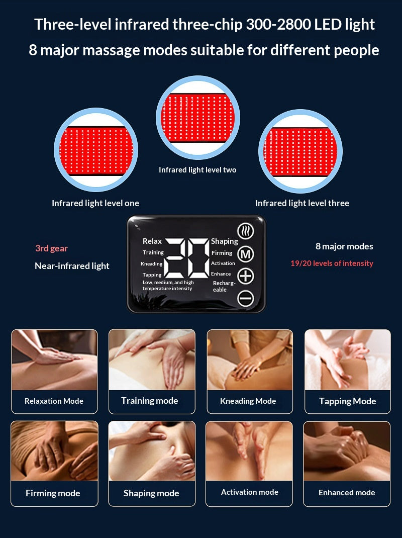 Infraröd Ljusterapi-matta med Vibrationsmassage - Laddningsbar