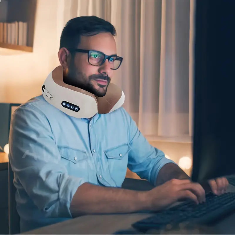 Elektrisk Nackmassager med Värme - U-formad Massagekudde